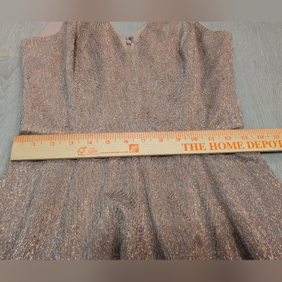 Dress the Population Rose Pink Metallic V-neck Midi Dress, Women's Small - Picture 2 of 6